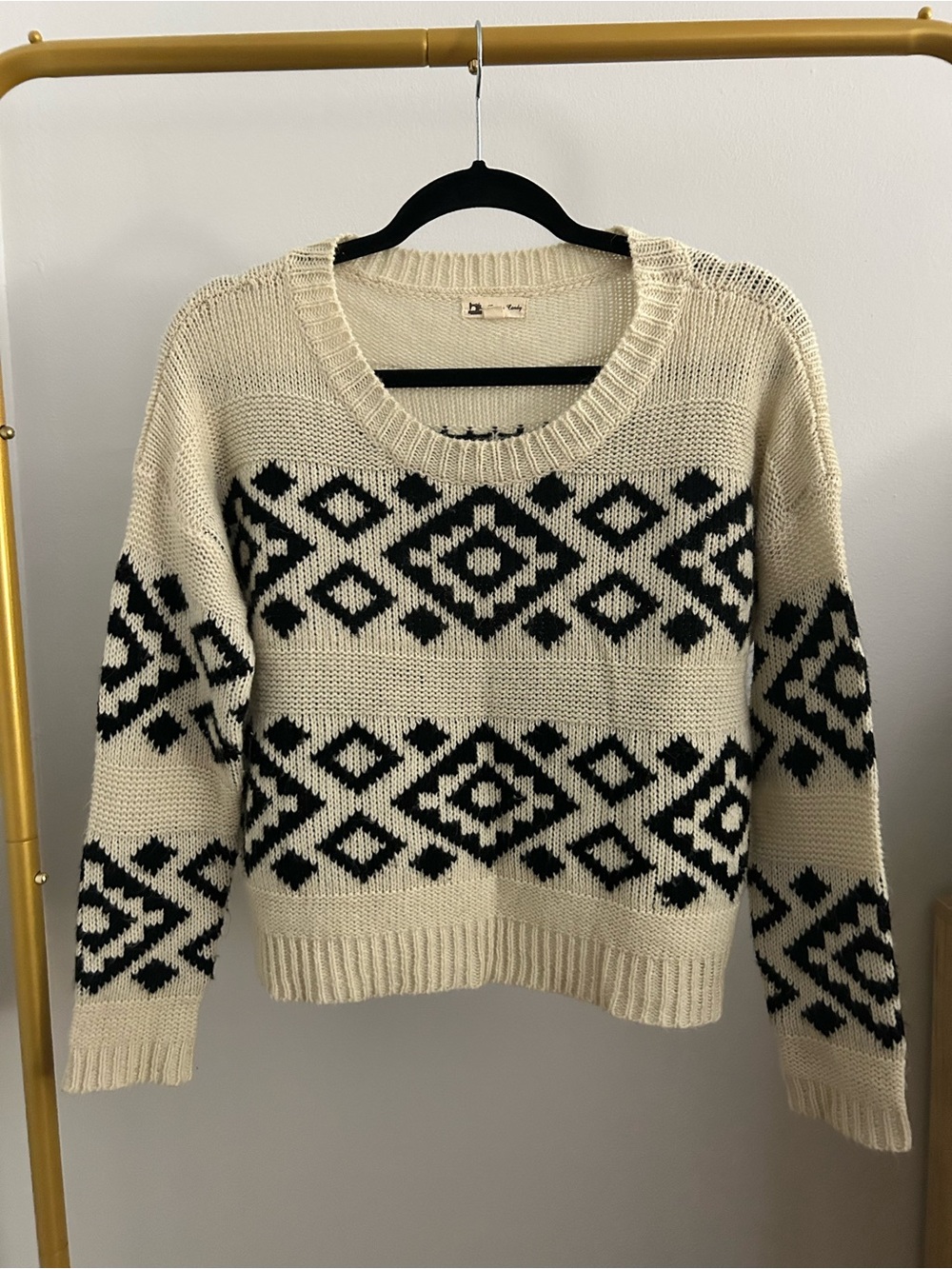 Cotton Candy Cream Black Southwestern Knit Sweater XS/S